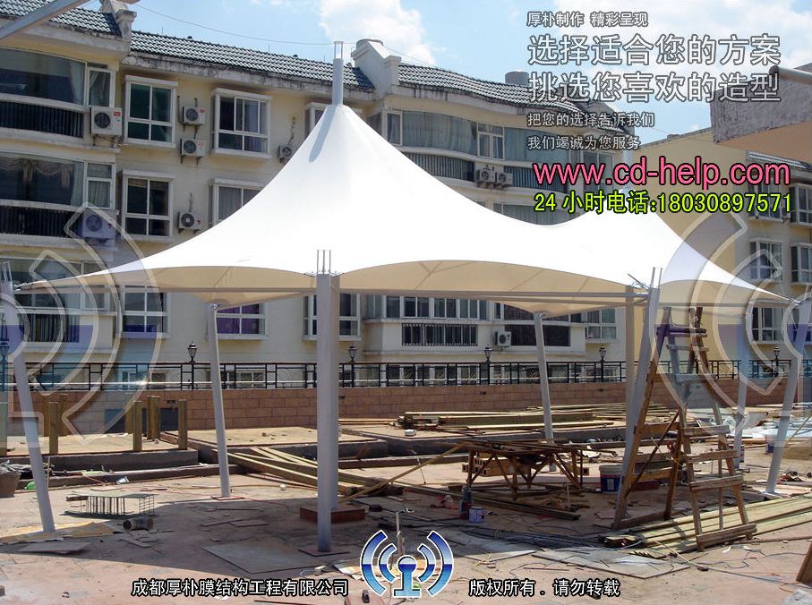 云南丽江华坪茶楼屋顶景观膜结构工程照片11_成都膜结构案例
