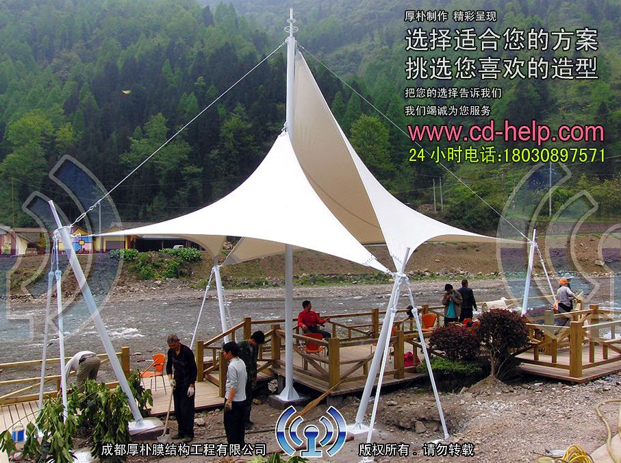 大邑水岸西岭1期景观膜结构工程照片5_成都膜结构案例