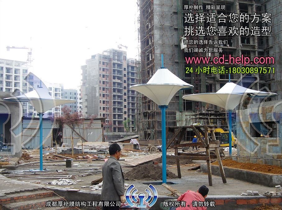 宜宾小区景观膜结构工程照片6_成都膜结构案例