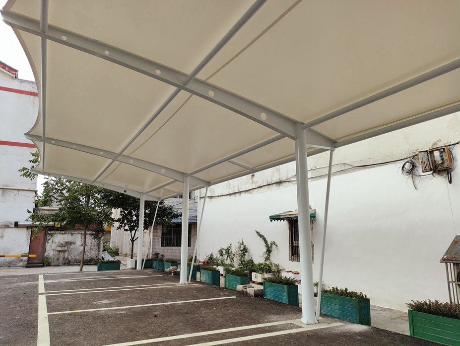 彭州充电站车棚膜结构工程照片4_成都膜结构案例