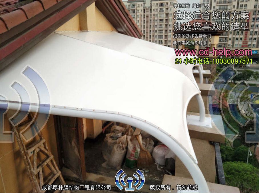 彭州盛世天彭屋顶膜结构工程照片7_成都膜结构案例