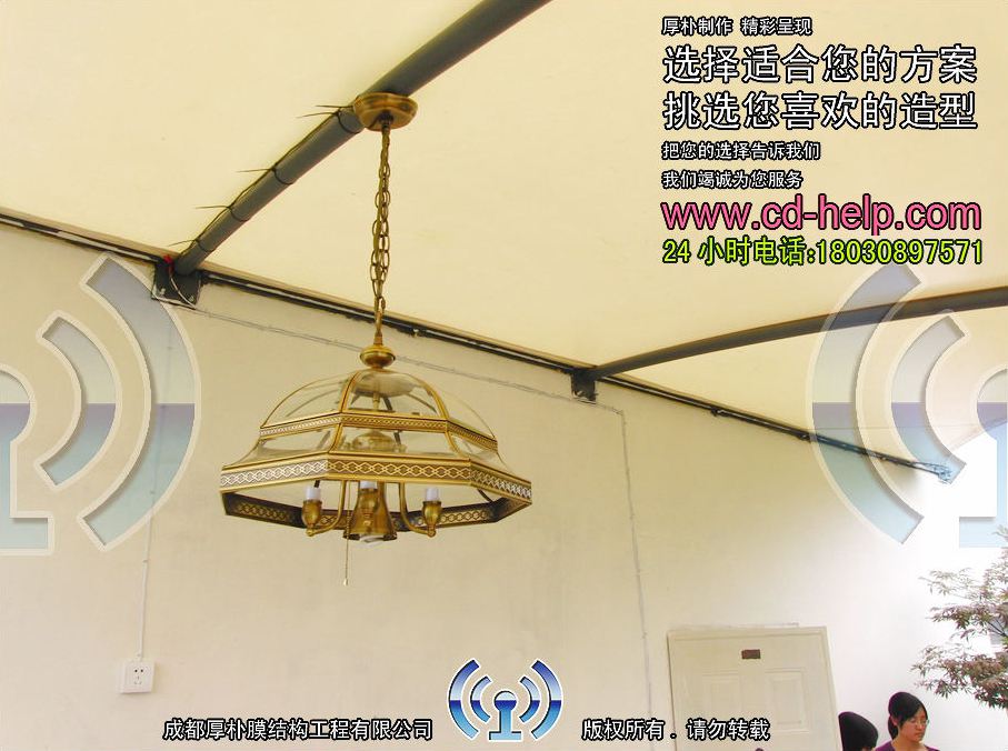 成都上东阳光别墅屋顶膜结构工程照片2_成都膜结构案例