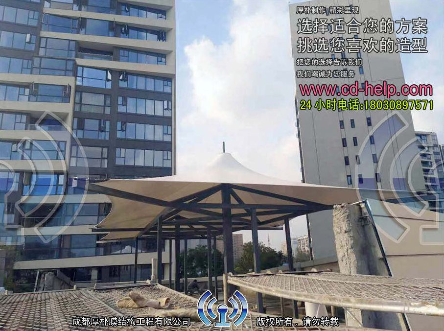 成都南三集粹顶楼餐厅膜结构工程照片7_成都膜结构案例