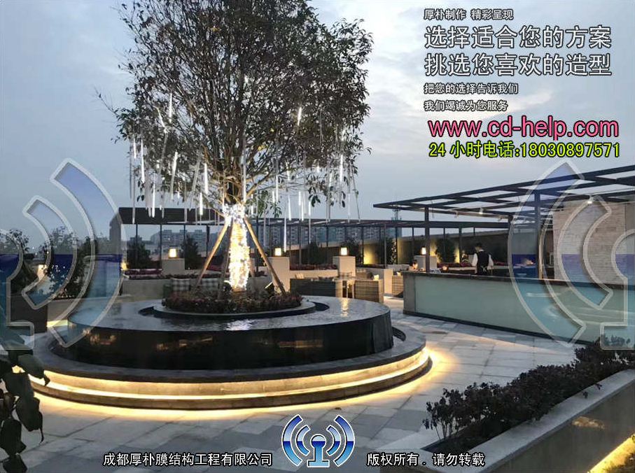 成都南三集粹顶楼餐厅膜结构工程照片8_成都膜结构案例