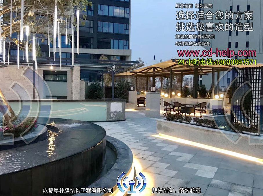 成都南三集粹顶楼餐厅膜结构工程照片12_成都膜结构案例