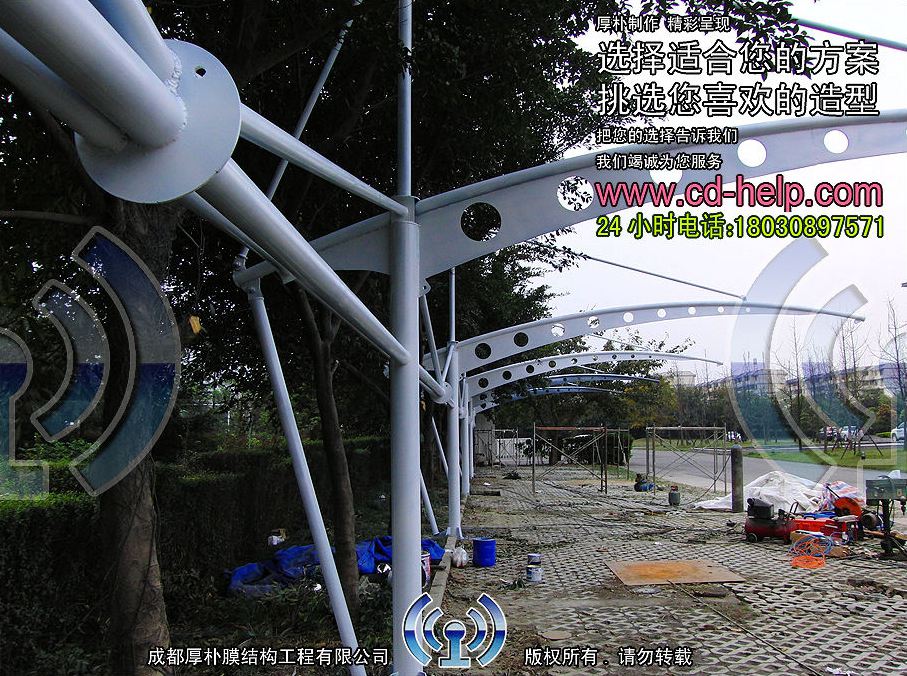 成都国嘉集团停车场膜结构工程照片3_成都膜结构案例