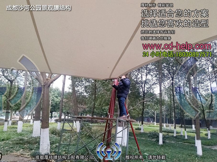 成都沙河公园景观膜结构工程照片11_成都膜结构案例