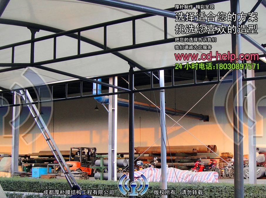 成都百施特自行车棚膜结构工程照片12_成都膜结构案例