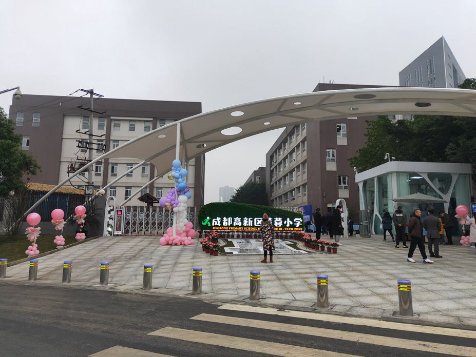 成都高新区菁蓉小学大门膜结构工程照片4_成都膜结构案例