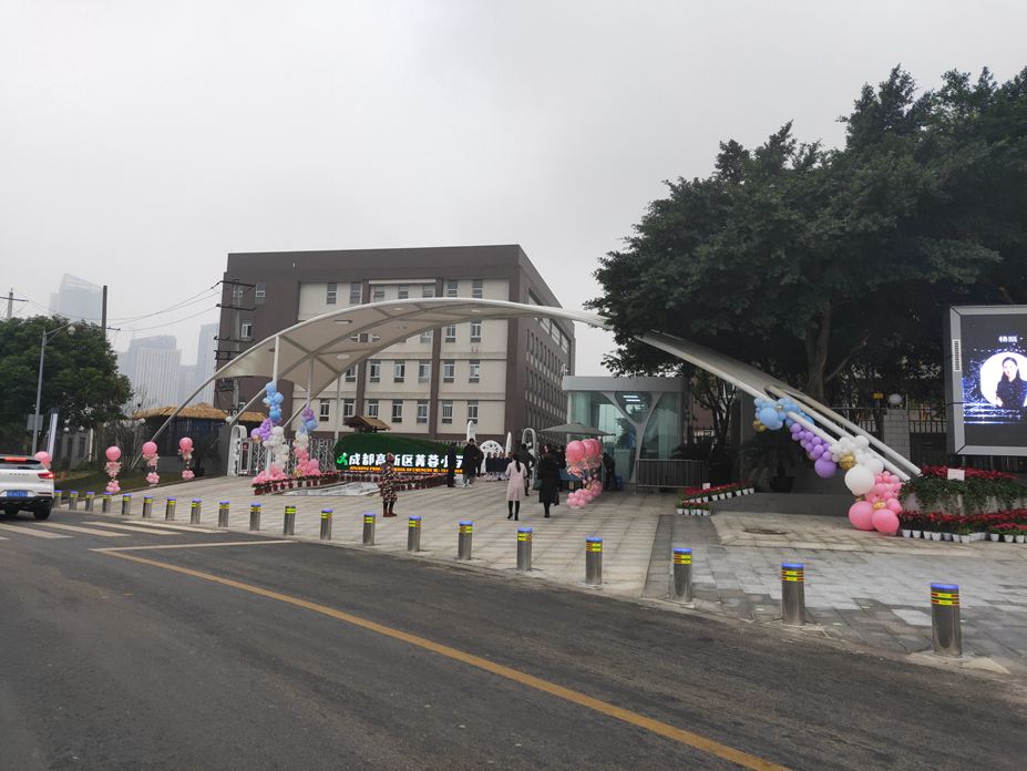 成都高新区菁蓉小学大门膜结构工程照片9_成都膜结构案例