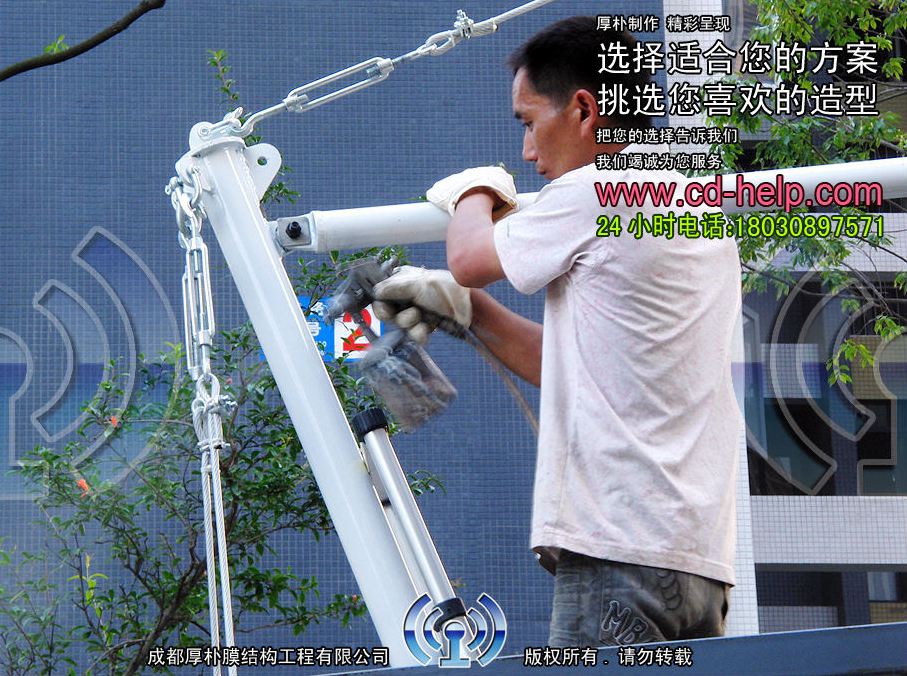 新都我的大学小区船帆景观膜结构工程照片2_成都膜结构案例
