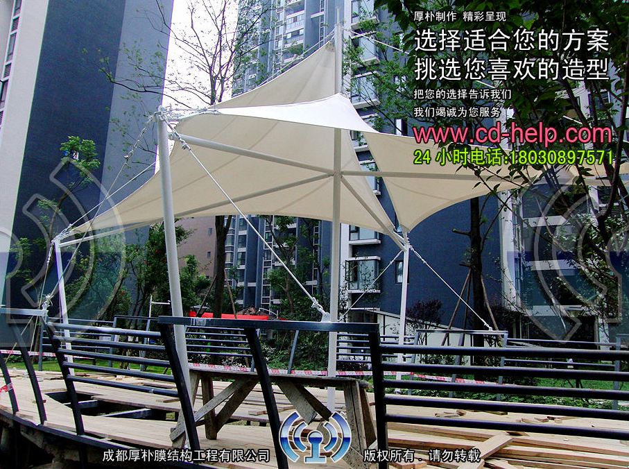 新都我的大学小区船帆景观膜结构工程照片4_成都膜结构案例