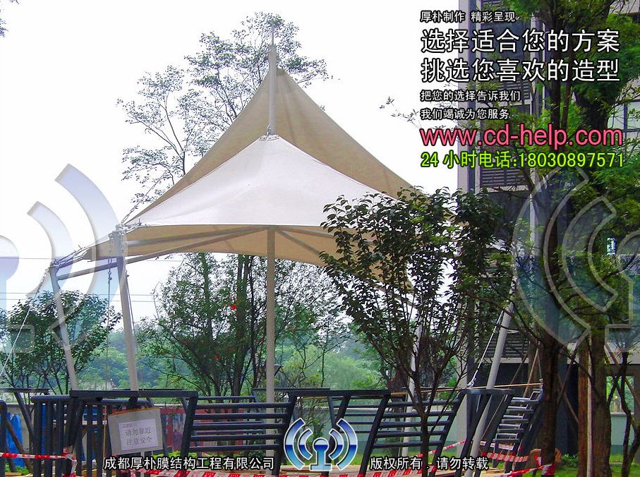 新都我的大学小区船帆景观膜结构工程照片7_成都膜结构案例