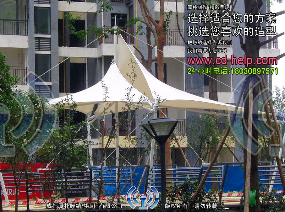 新都我的大学小区船帆景观膜结构工程照片8_成都膜结构案例