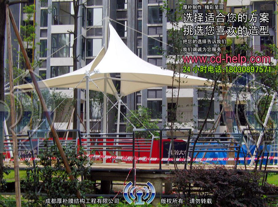 新都我的大学小区船帆景观膜结构工程照片9_成都膜结构案例