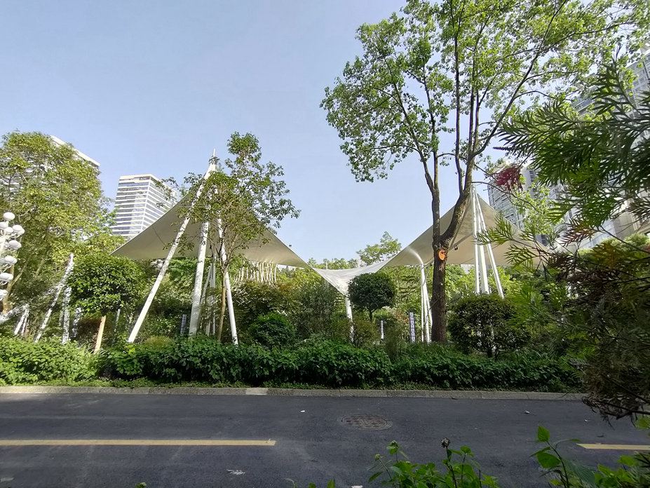 望江宾馆啤酒广场膜结构工程照片3_成都膜结构案例