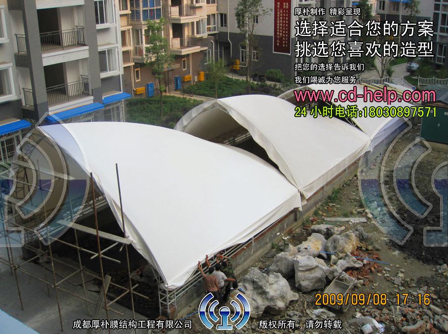 江油宏安中华御景地下通道膜结构工程照片3_成都膜结构案例