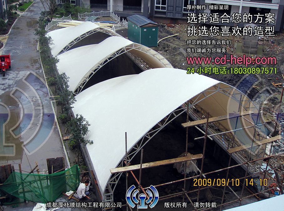 江油宏安中华御景地下通道膜结构工程照片5_成都膜结构案例