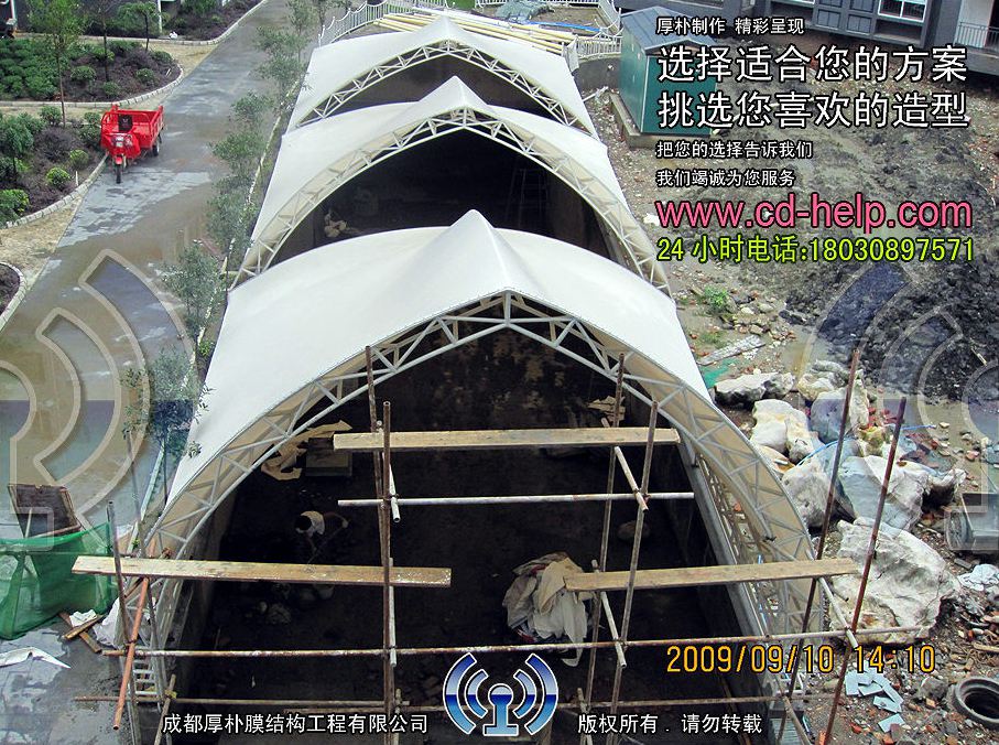 江油宏安中华御景地下通道膜结构工程照片6_成都膜结构案例