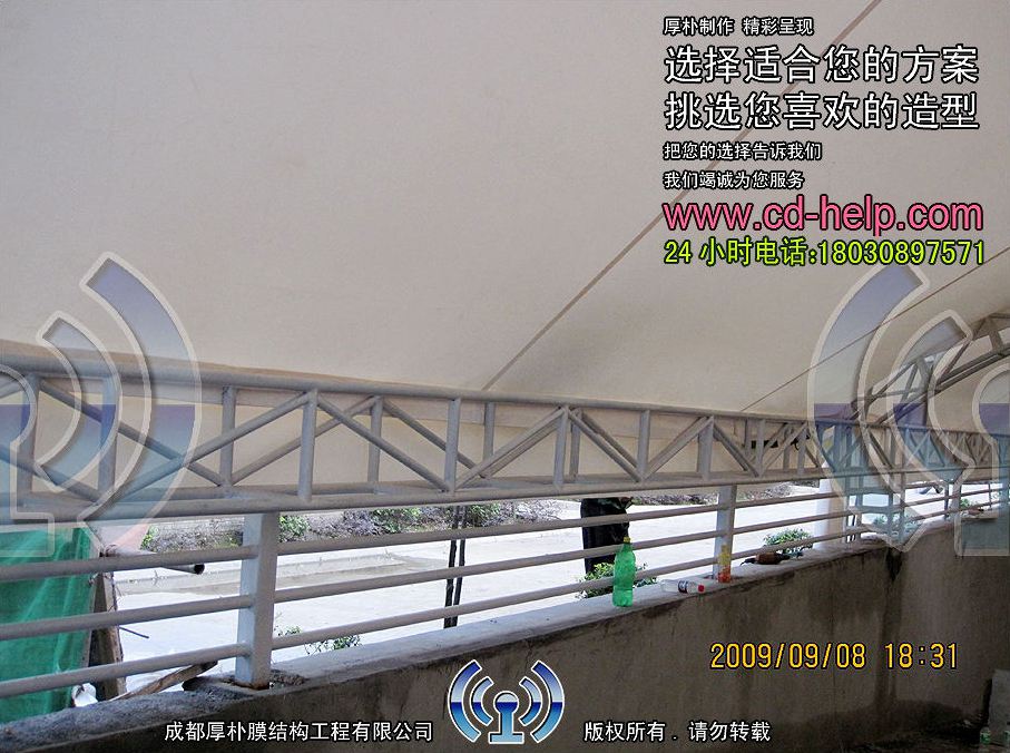 江油宏安中华御景地下通道膜结构工程照片8_成都膜结构案例