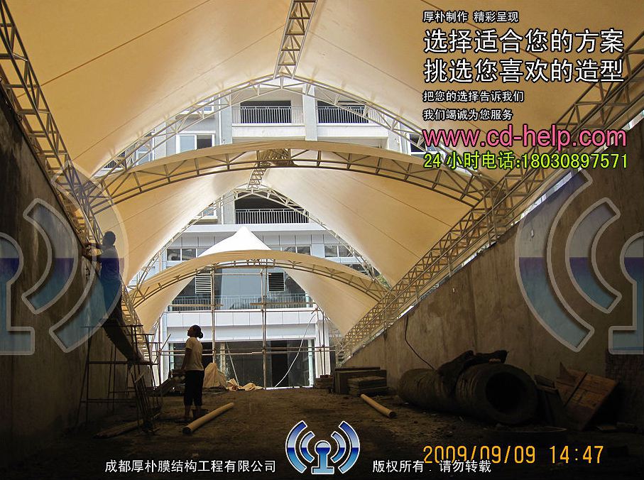 江油宏安中华御景地下通道膜结构工程照片10_成都膜结构案例
