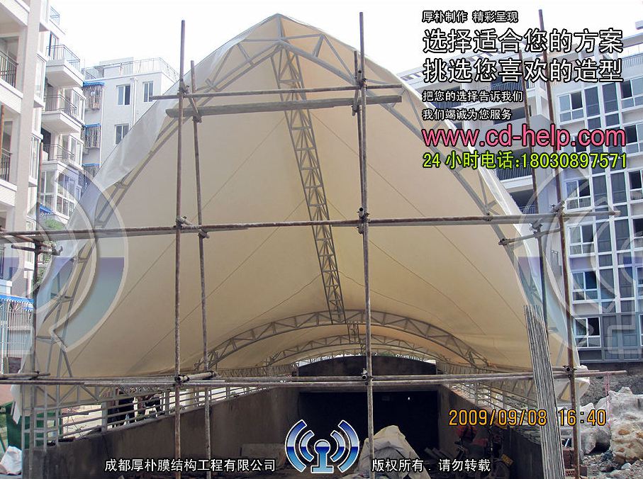 江油宏安中华御景地下通道膜结构工程照片11_成都膜结构案例