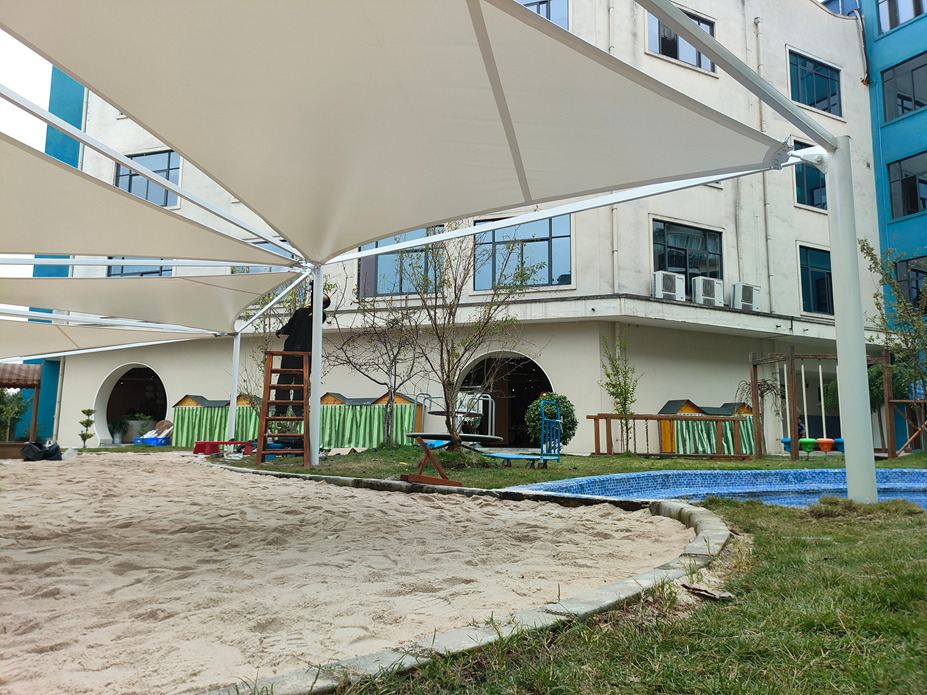 眉山南湖幼儿园沙池遮阳膜结构工程照片6_成都膜结构案例