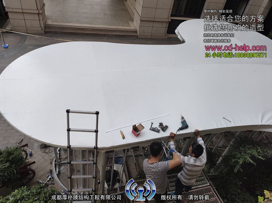 石室小学阅读亭膜结构工程照片2_成都膜结构案例