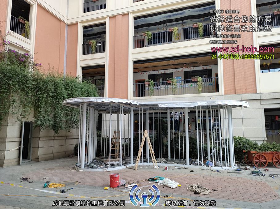 石室小学阅读亭膜结构工程照片3_成都膜结构案例