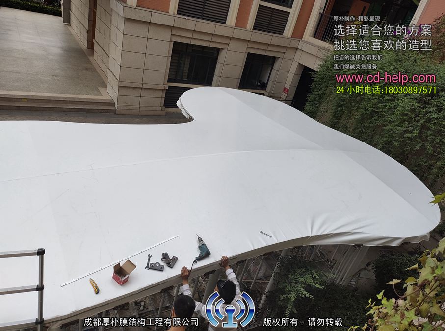 石室小学阅读亭膜结构工程照片11_成都膜结构案例