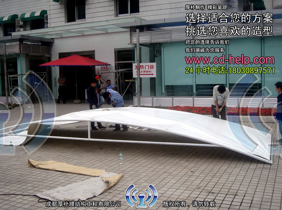简阳市人民医院急诊部大门膜结构工程照片10_成都膜结构案例