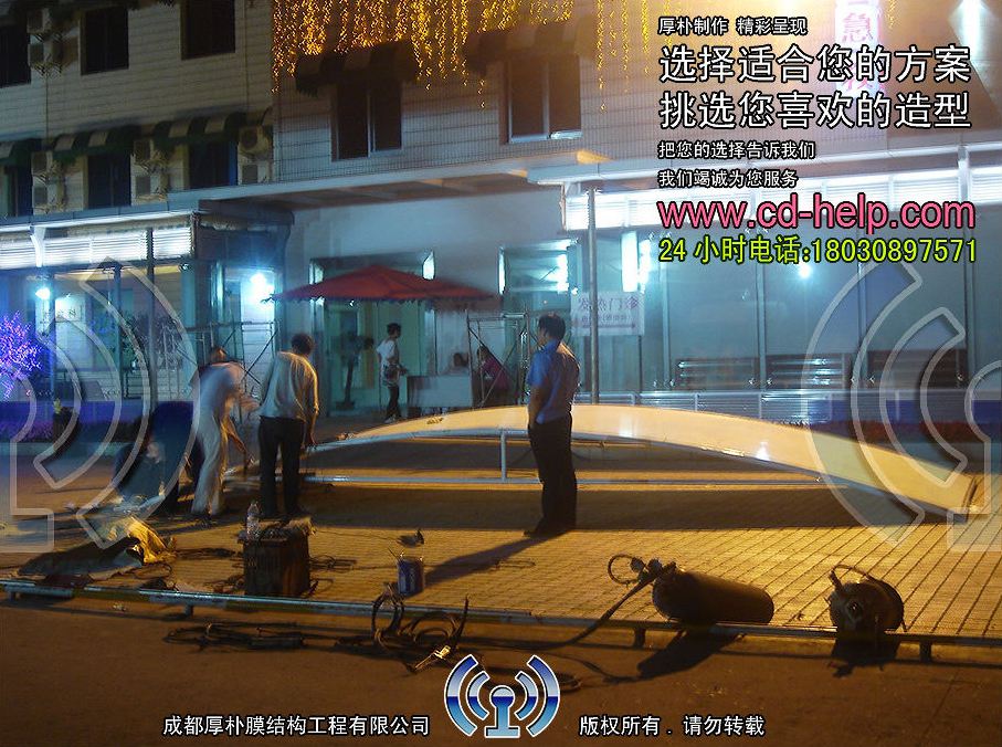 简阳市人民医院急诊部大门膜结构工程照片12_成都膜结构案例