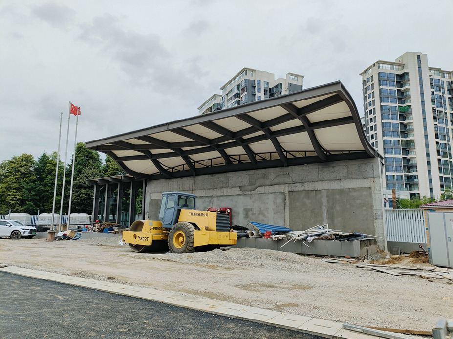 绵阳博雅小学主席台膜结构工程照片11_成都膜结构案例