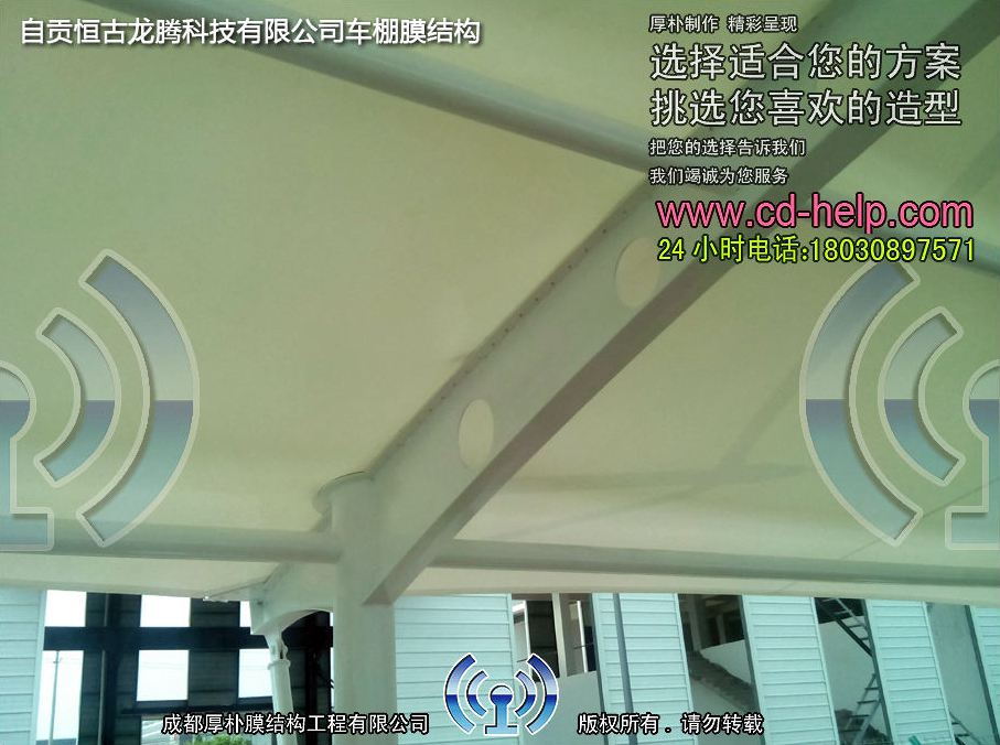 自贡恒古龙腾科技有限公司车棚膜结构工程照片6_成都膜结构案例