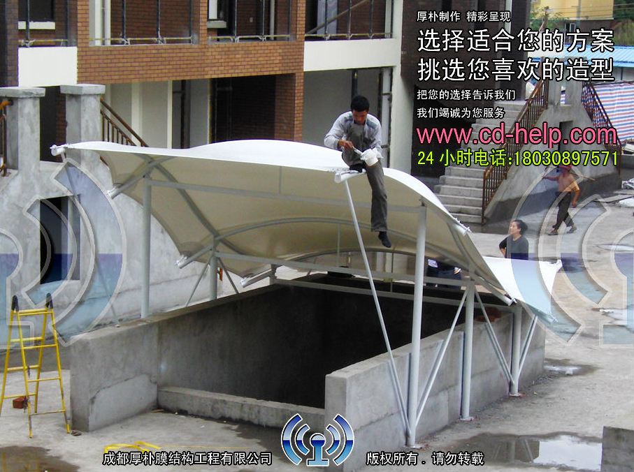 邛崃瑞云一号村庄通道膜结构工程照片7_成都膜结构案例