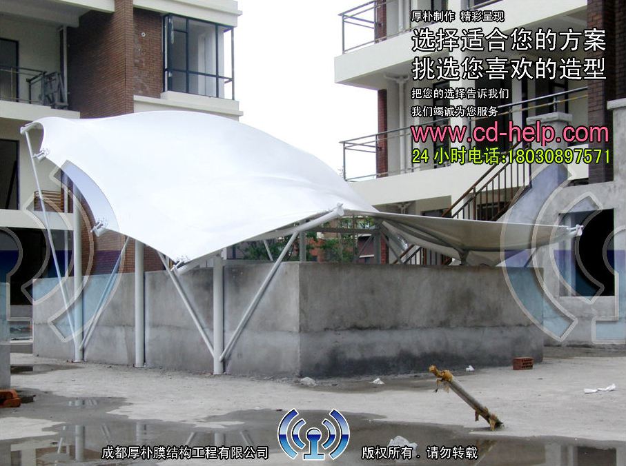 邛崃瑞云一号村庄通道膜结构工程照片9_成都膜结构案例